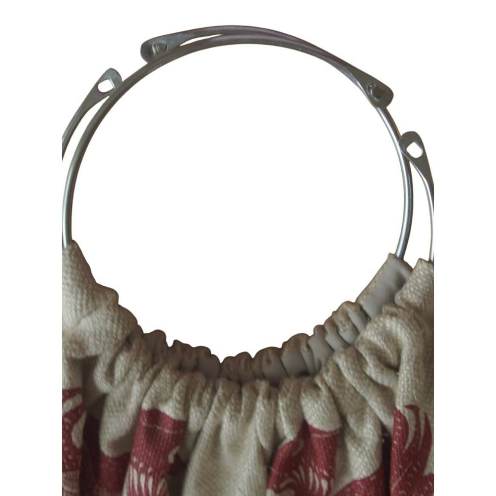 Vintage Rooster Bird Tapestry Ring Handle Bag Removable Cream Red Large - Picture 11 of 16